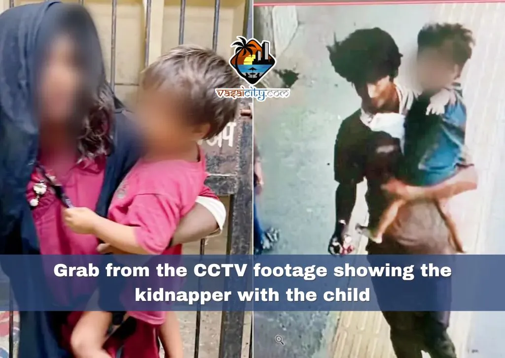 Grab from the CCTV footage showing the kidnapper with the child