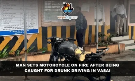 Man Sets Motorcycle on Fire After Being Caught for Drunk Driving in Vasai